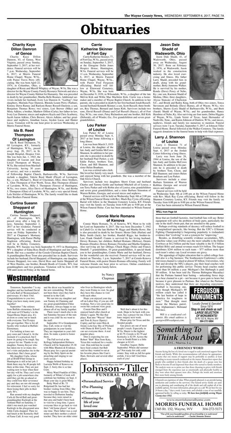 Sunday, October 9. . Ledger dispatch obituary